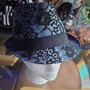 Stylish Black and Blue Lace Fedora
